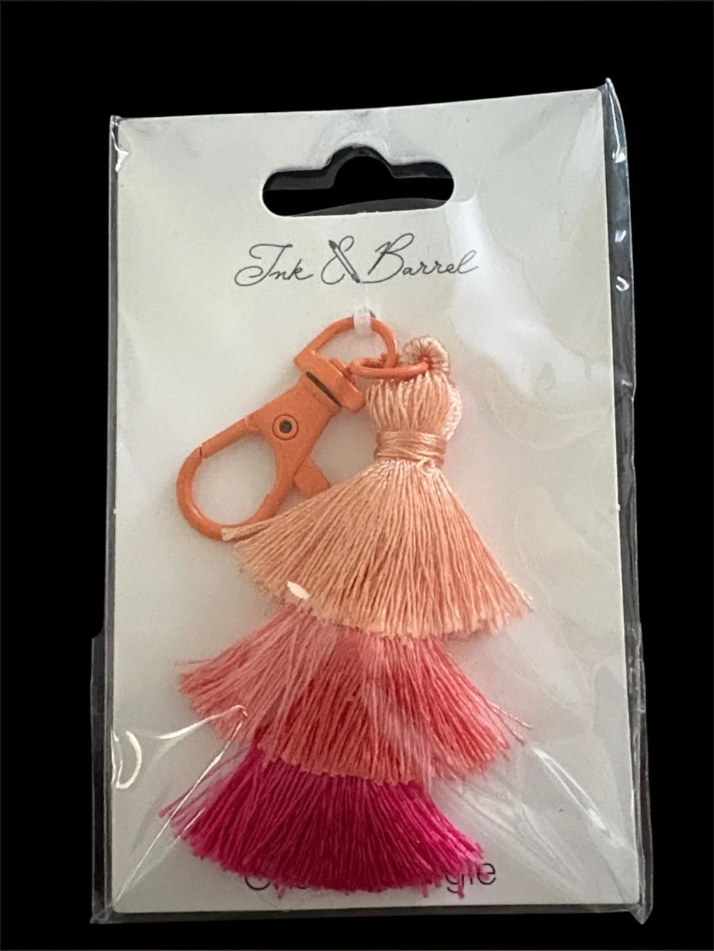 Ink & Barrel Orange Ombre Tassel Keychain Charm